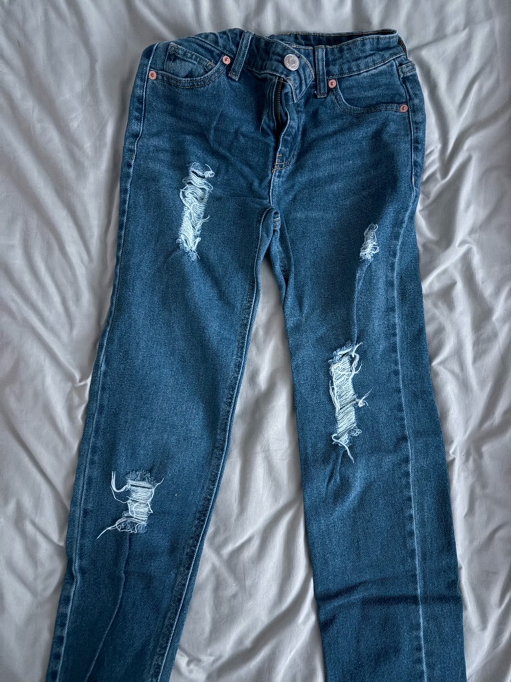 Target Dark Blue Distressed Straight Leg Jeans